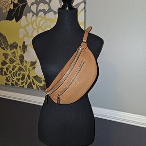 Kate Spade Tan Leather Crossbody Bag with Gold Hardware